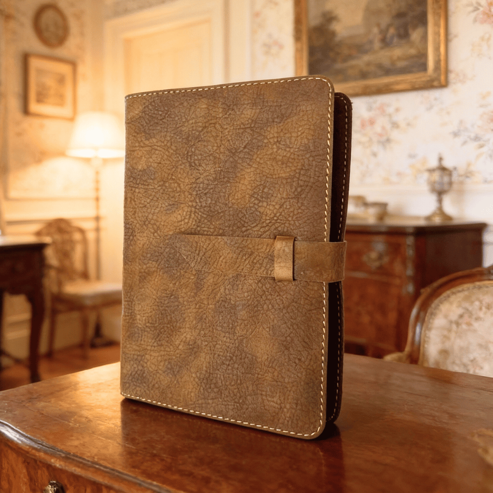 Biblia marime medie, maro, piele vintage, inchidere baretă, margini aurii, index, cuv. lui Isus cu rosu [MAR 057 PCI]